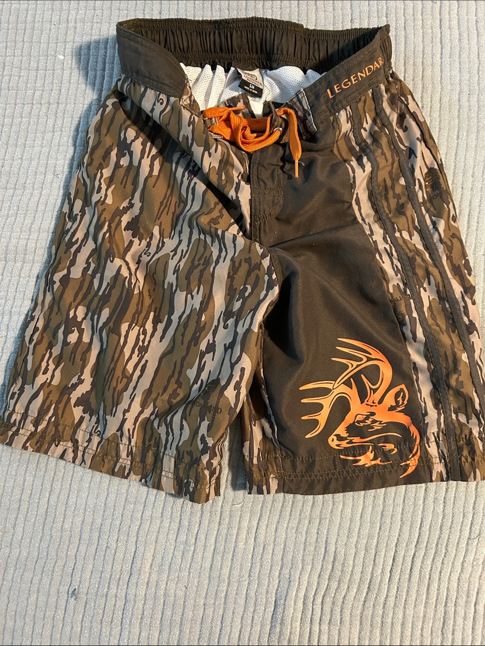 Legendary Whitetails Men's Camo Swim Shorts - Brown, Black & Orange